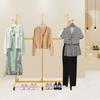 6-Arm Gold Iron Clothing Display Rack, Garment Retail Rack with Smooth Rolling Wheels,Adjustable Height Shirt Display Rack