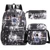 Football Star Print Youth Primary And Secondary School Students Schoolbag Three-Piece Set Men'S And Women'S Backpack