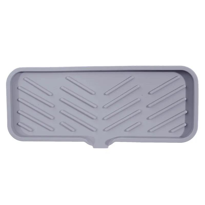 Silicone Faucet Mat Kitchen Sink Tray Soap Dispenser Sponge Drain Pad Splash Drying Countertop Storage