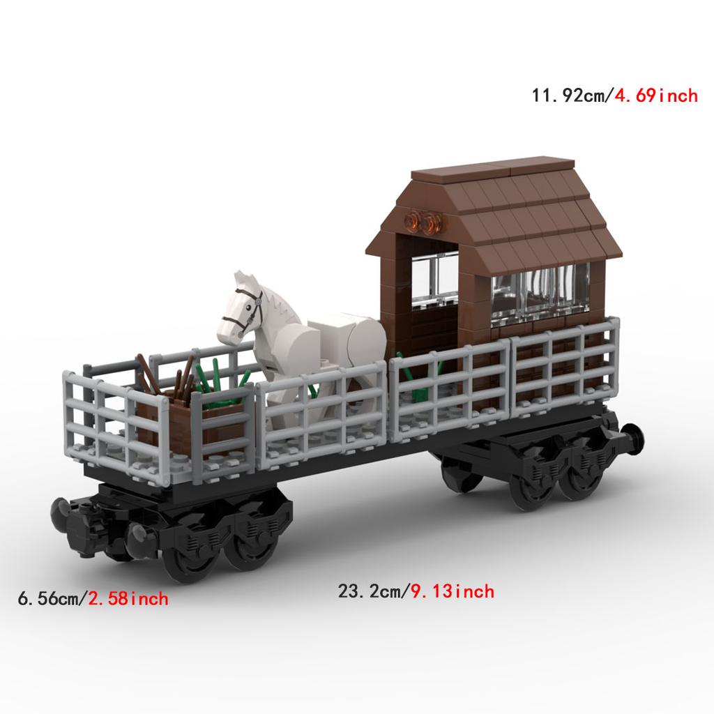 MOC Train Animal Transport Vehicle Building Block Modular Train Chassis Set Sheep Horse Cow Pig Truck DIY Toys for Boys