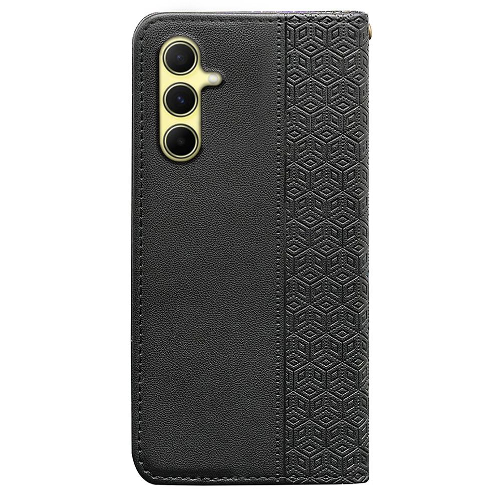 For Samsung Galaxy A15 4G/5G Wallet Phone Case Strong Magnetic Checkered Pattern Imprint Leather Flip Cover