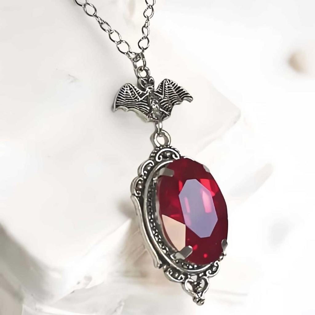 Batman Gothic Red Crystal Necklace For Women Halloween Party Jewelry