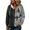 Women's Fashion Hooded Halloween Print Sweatshirt with Buttons for Festive