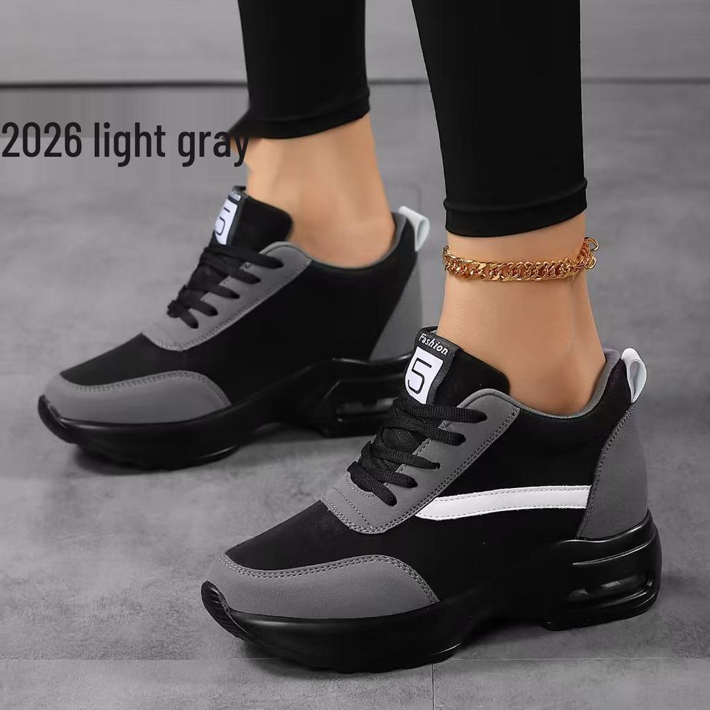 Plus Size Women's Height-Increasing Platform Sneakers - Autumn/Winter, Thick Sole, Trendy Casual Sports Shoes