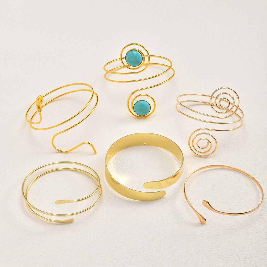Upper Arm Armlet Bracelets for Women, Fashion Creative Spiral Line Adjustable Armband Cuff Bangle, Luxury Aesthetic Jewelry