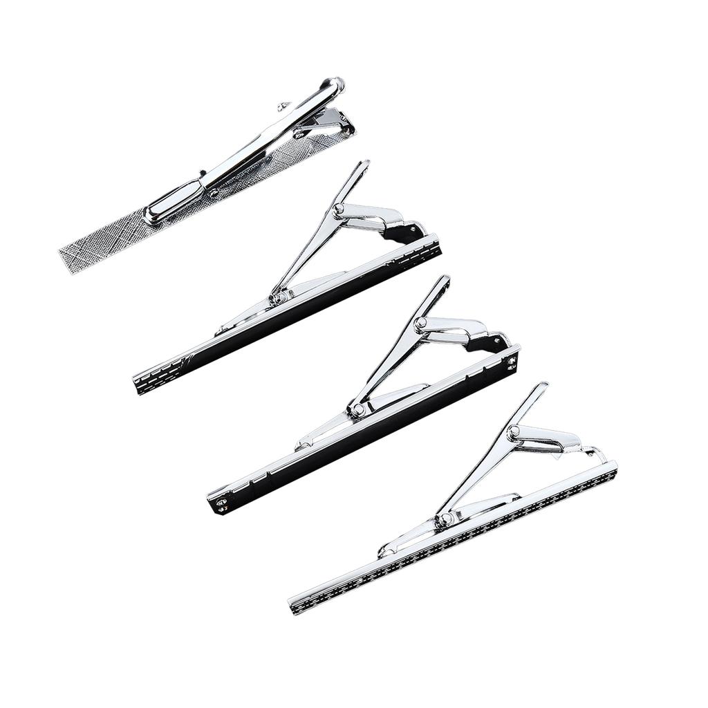 Stylish Tie Clip with Storage Box Set of 4pcs Necktie Clip Alloy Tie Bar Business Tie Pin for Men Father's Day Gift