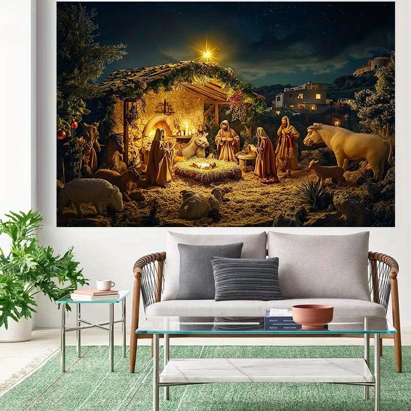 1 Piece of Christmas Animal Starry Night Outdoor Background Cloth - Holiday Photography Background Holiday Decoration