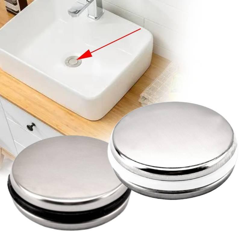 Stainless Steel Flip Top Sink Plug With Black Seal Ring Ideal For Modern Bathrooms And Washbasins