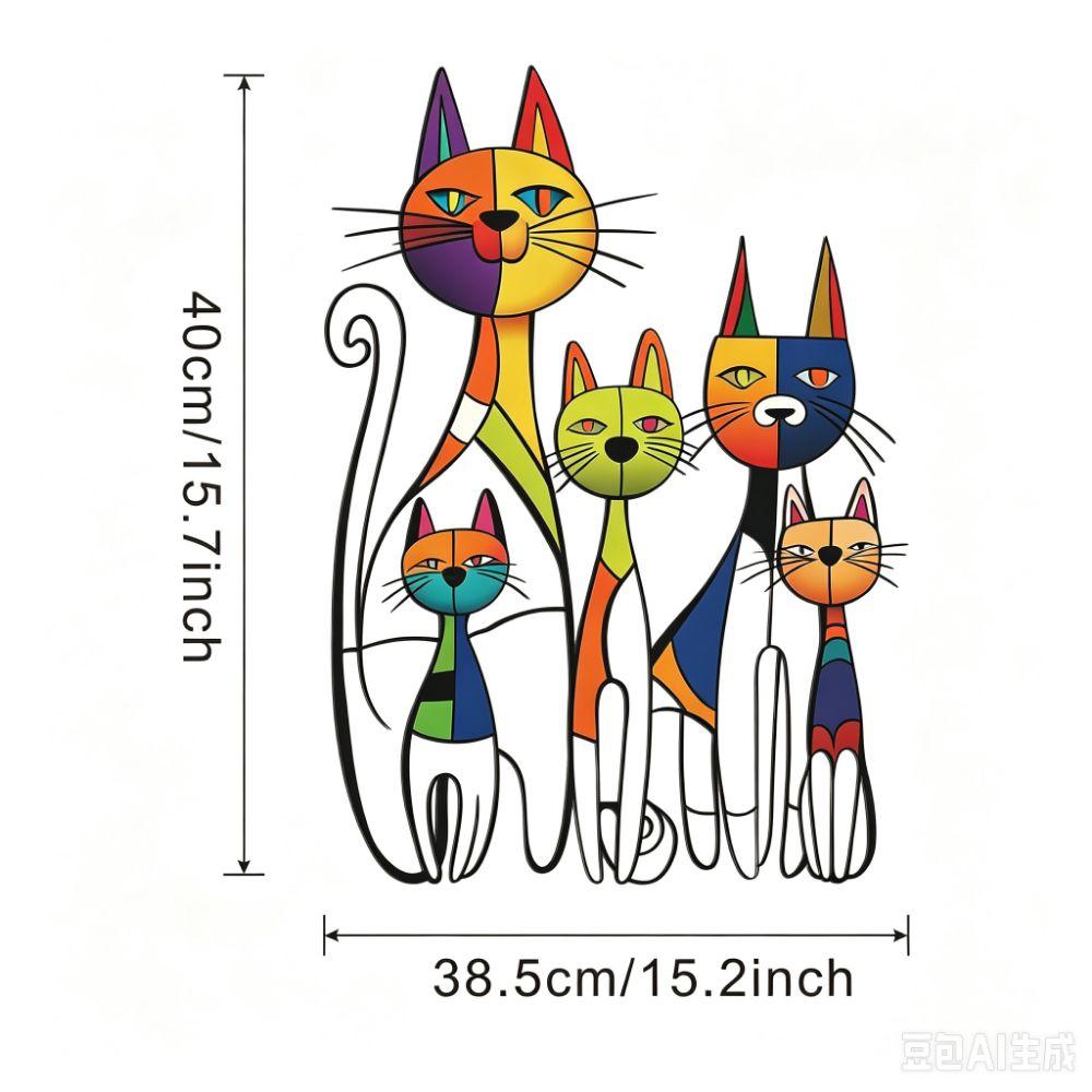 Schmiedeeisen Eisen Wandskulptur Bunte Katze Wandornament Metall Katze Wandkunst Wandornament