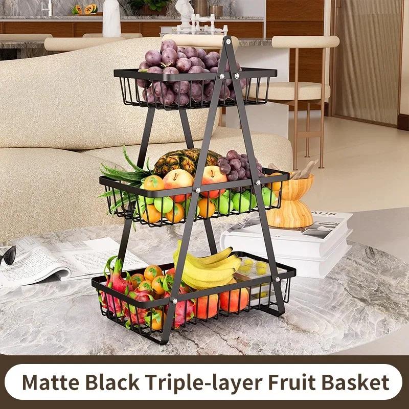1PC Multi-Layer Fruit Basket Kitchen Empty Mesh Portable Storage Basket Living Room Dry Fruit Snacks Storage Rack
