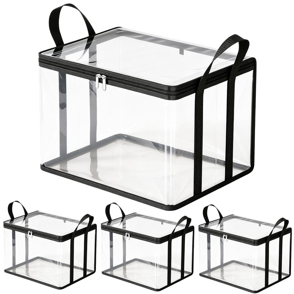 Storage Bags for Clothes 4pcs Stackable Heavy Duty Bins Under Bed Organizer Clear Moving Bags for Clothing Toy Shoe Laundry