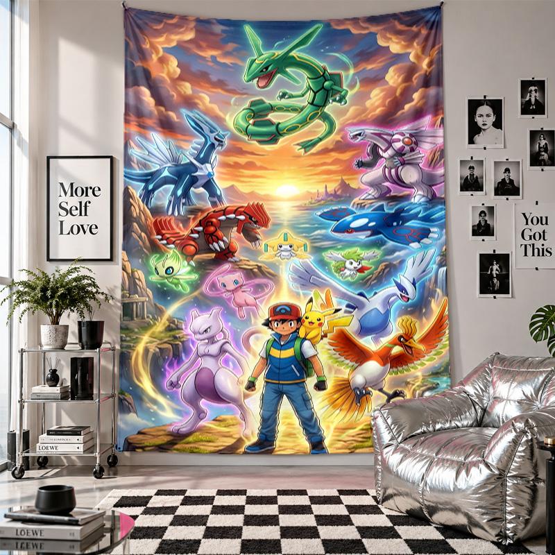 Wall TapestryPokémon Art Hanging Cloth Decorative Background Cover for Room Decoration