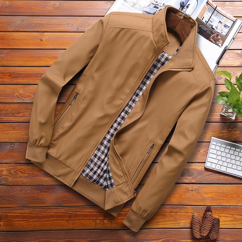 Men's Jacket Spring and Autumn Autumn and Winter New Korean Version Trend Middle-aged and Elderly Large-size Stand-up Jacket Men's Clothing