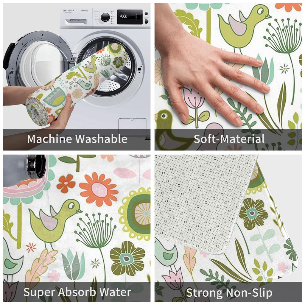 Birds and Blooms Springtime Anti-slip Doormat Floor Mat Durable Carpet Rug for Kitchen Entrance Home Bathroom Footpad Mats