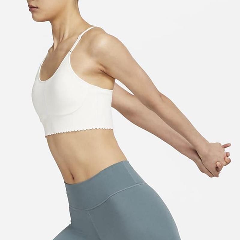 Nike Fan Shaped Trim Low Impact Sports Bra Women Underwear White CZ7645-133