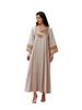 NC75 Women's Vintage Loose Plus Size Abaya: Middle Eastern Patchwork Sequin Robe with Round Neck