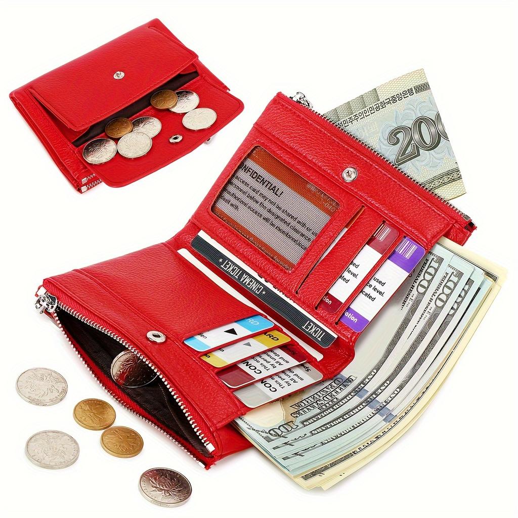 Vintage Chic Double Zipper Wallet Multi-card Coin Purse Portable Buckle Wallet
