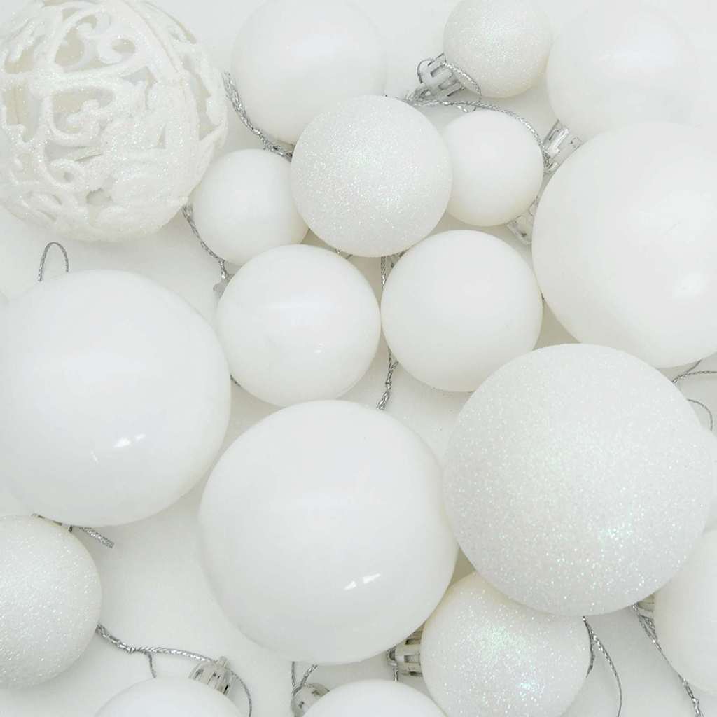 Christmas Ornament Set with 150 LEDs 61 pcs White Plastic
