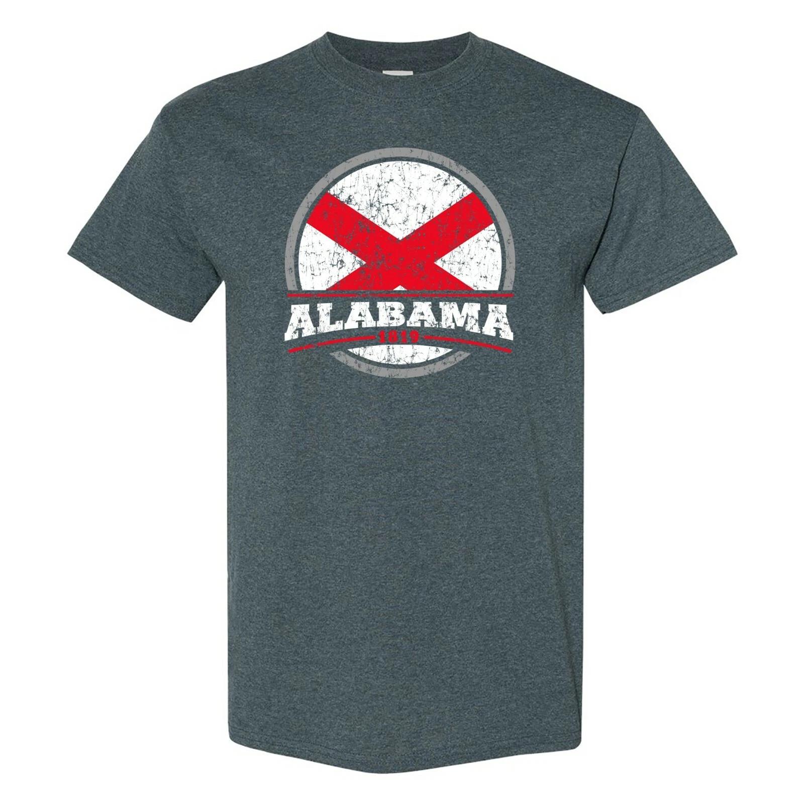 Alabama Distressed Circle - Hometown Pride T Shirt - Dark Heather 3XL