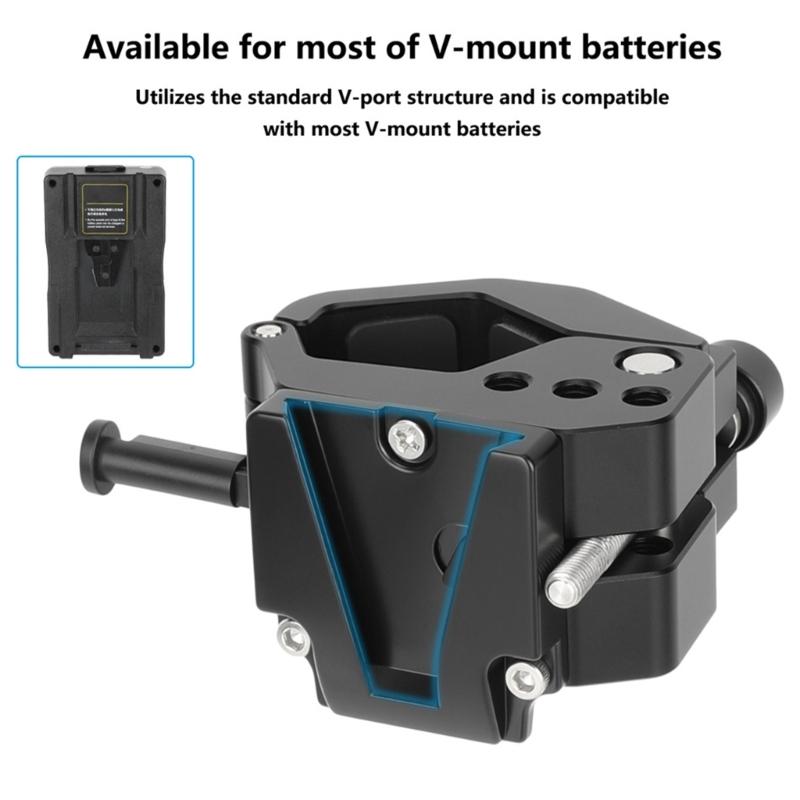 V-Mount Akku-Klemme mit 25-35mm Stangenklemme, Schnellwechseladapter für DSLR-Kamera-Akku Foto Studio Zubehör