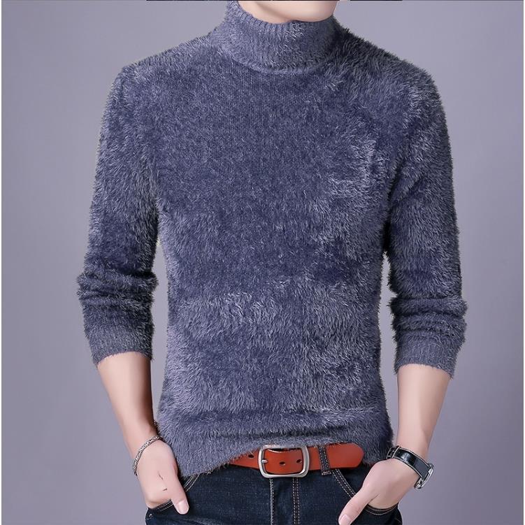 Winter Pullover mit halbem Rollkragen für Herren mit dickem Samt und locker gestrickter Basis