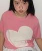 RONRON Big Heart Short Sleeve Knit Soft Pink