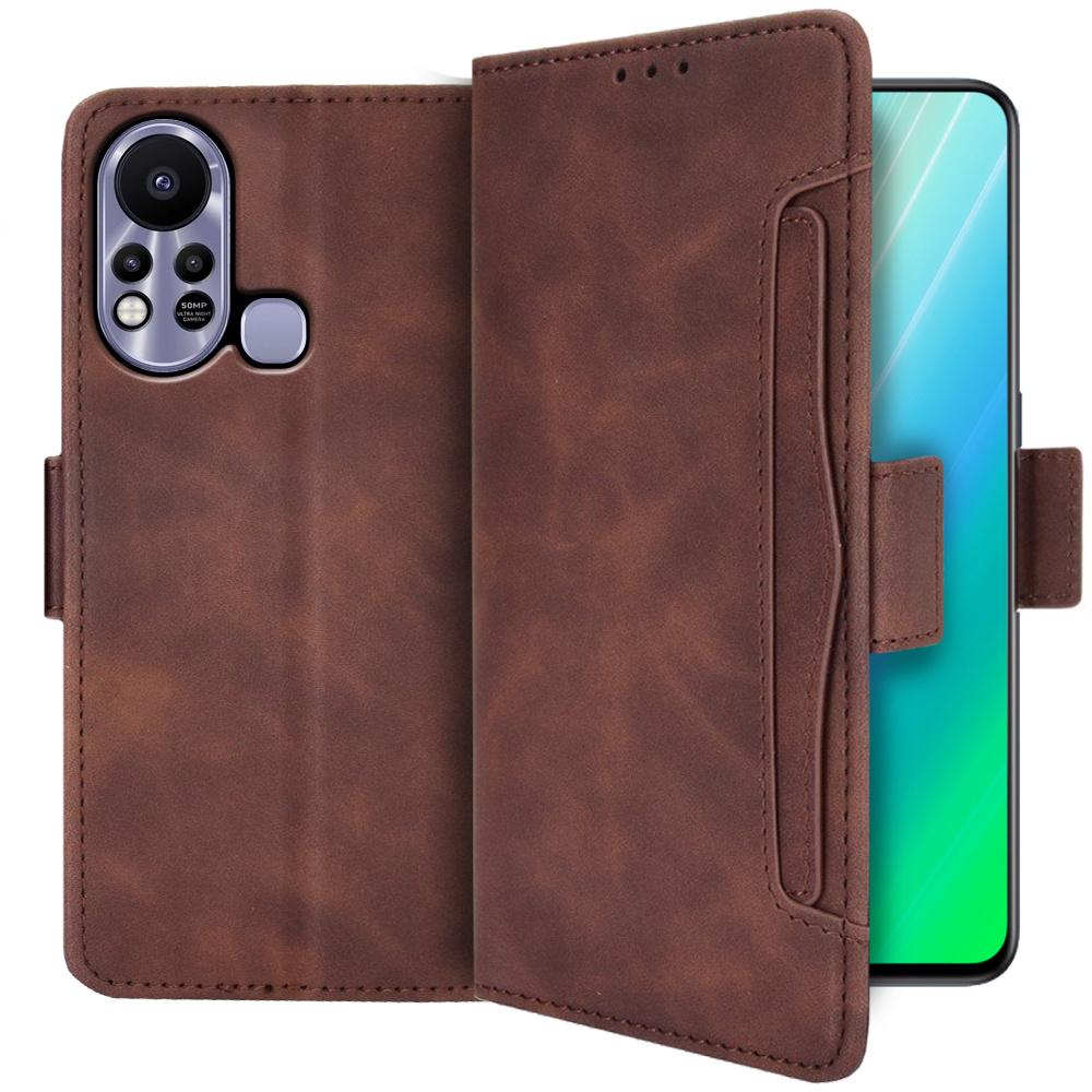 Flip Case for Infinix Hot 11s, Card Slot, Brown
