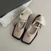 French retro square head shallow mouth Mary Jane small leather shoes 2025 spring new girl soft leather low heel super comfortable single shoes