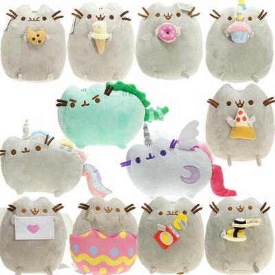 Gray Cat Ice Cream & Donut Plush Toys - Fat Ji Cat Figurines