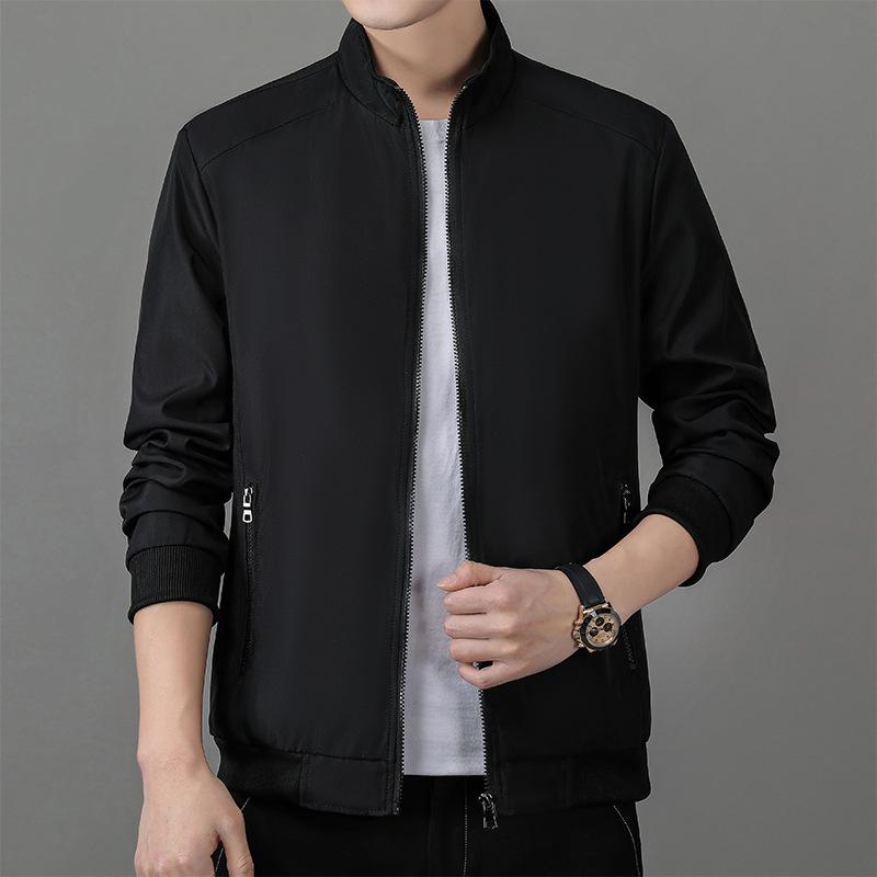 Spring and Autumn New Jackets, Medium and Old Jackets, Stand Collar Jackets, Solid Color Dad Jackets, Light Business Men's Jackets