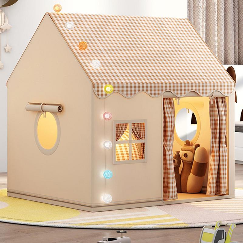 Large Indoor Play Tent for Kids Foldable Princess Castle Playhouse Kids Secret Base Playhouse Tent Bed Game
