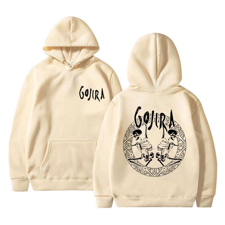 Metallband Gojira Skelett Doppelseitiger Grafikdruck Print Hoodie Herren Herbst Fleece Hoodie Langarm Mode Streetwear