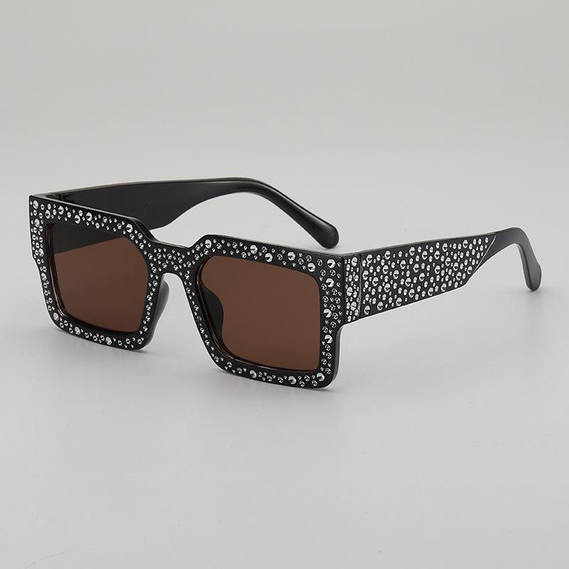 JYL TS Square Punk Sunglasses With Diamonds UV Protection For Street Shooting 118225