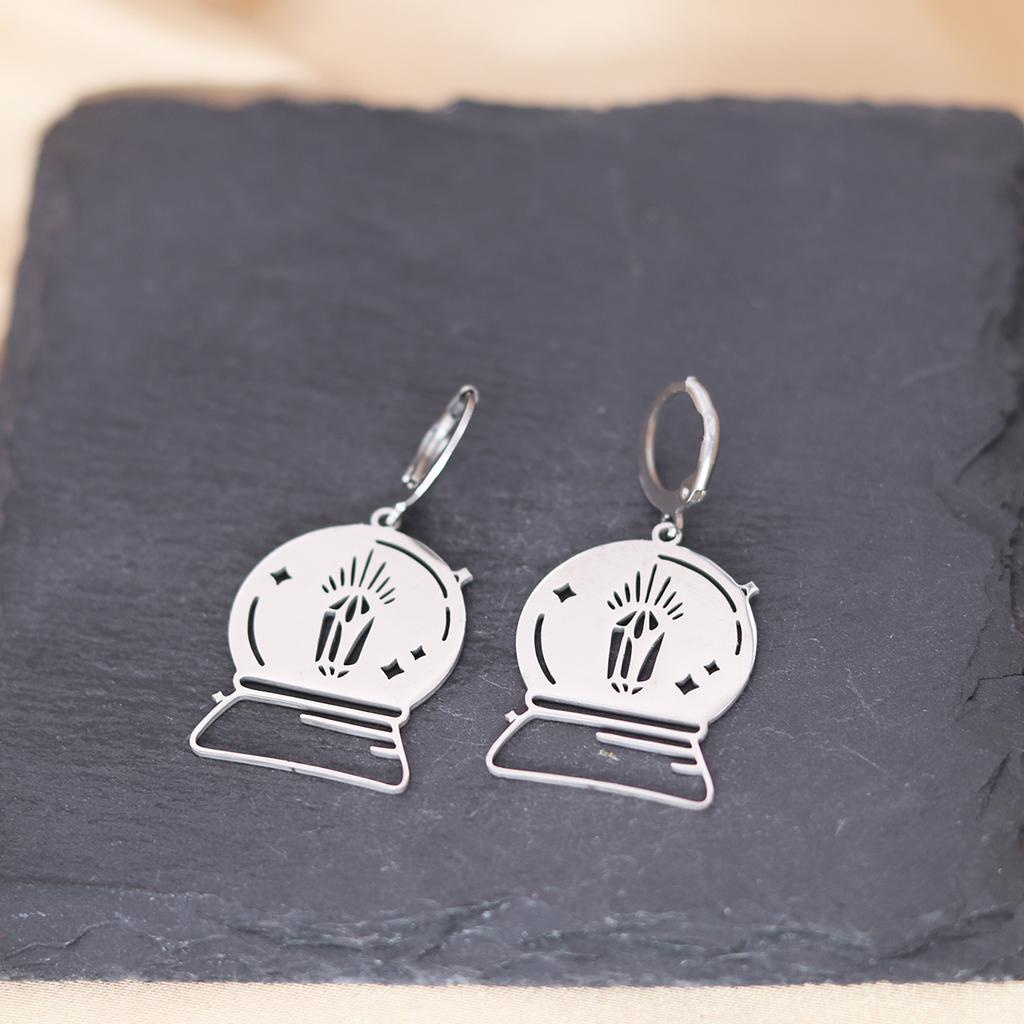 Kinitial Stainless Steel Death Moth Sun Moon Snake Mushroom Cactus Hamsa Hand Horse Earrings For Women Trendy Piercing Jewelry