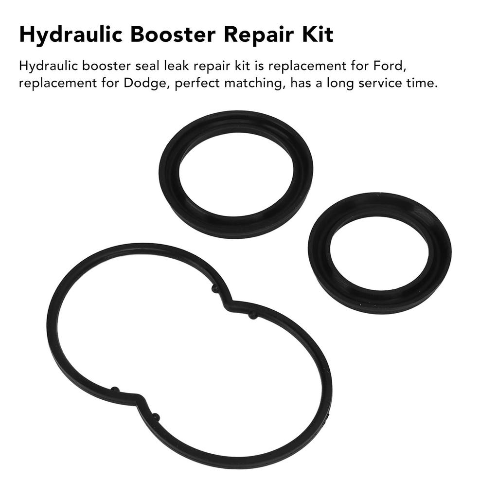 3 Pcs Hydraulic Booster Repair Kit Rubber Black Hydraulic Booster Rebuild Seal Kit Replacement for Ford