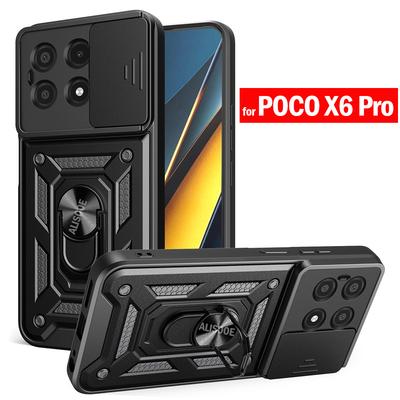 Für POCO X6 Pro 5G Hülle Armor Slide Kameraschutz Ständer Handyhülle für Xiaomi POCO X6 Pro Capa Stoßfest Funda