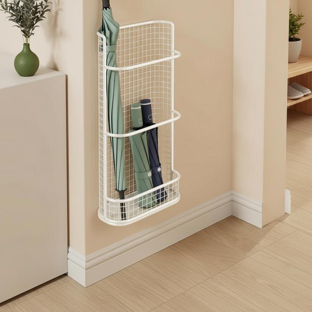 Wall-Mounted Storage Rack Hanging Metal Wire with Three Levels Vertical