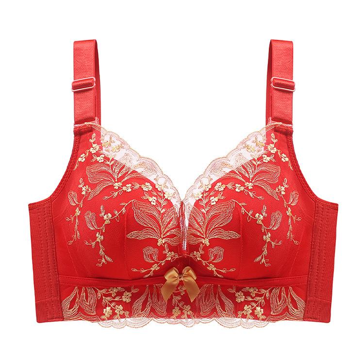 New Red Suit, Natal Year Wedding Bride Adjustment Steel Rimless Bra