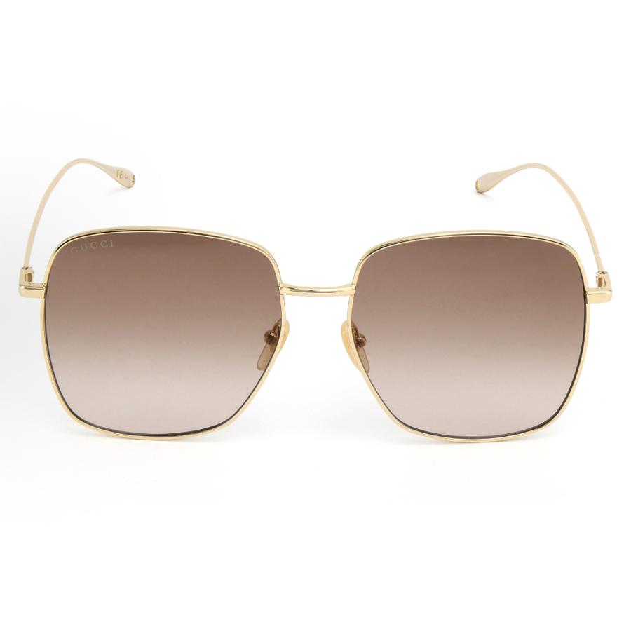 Gucci Women's GG1031S-003 Oversized Square Gold-Tone Metal Sunglasses with Brown Gradient Lenses