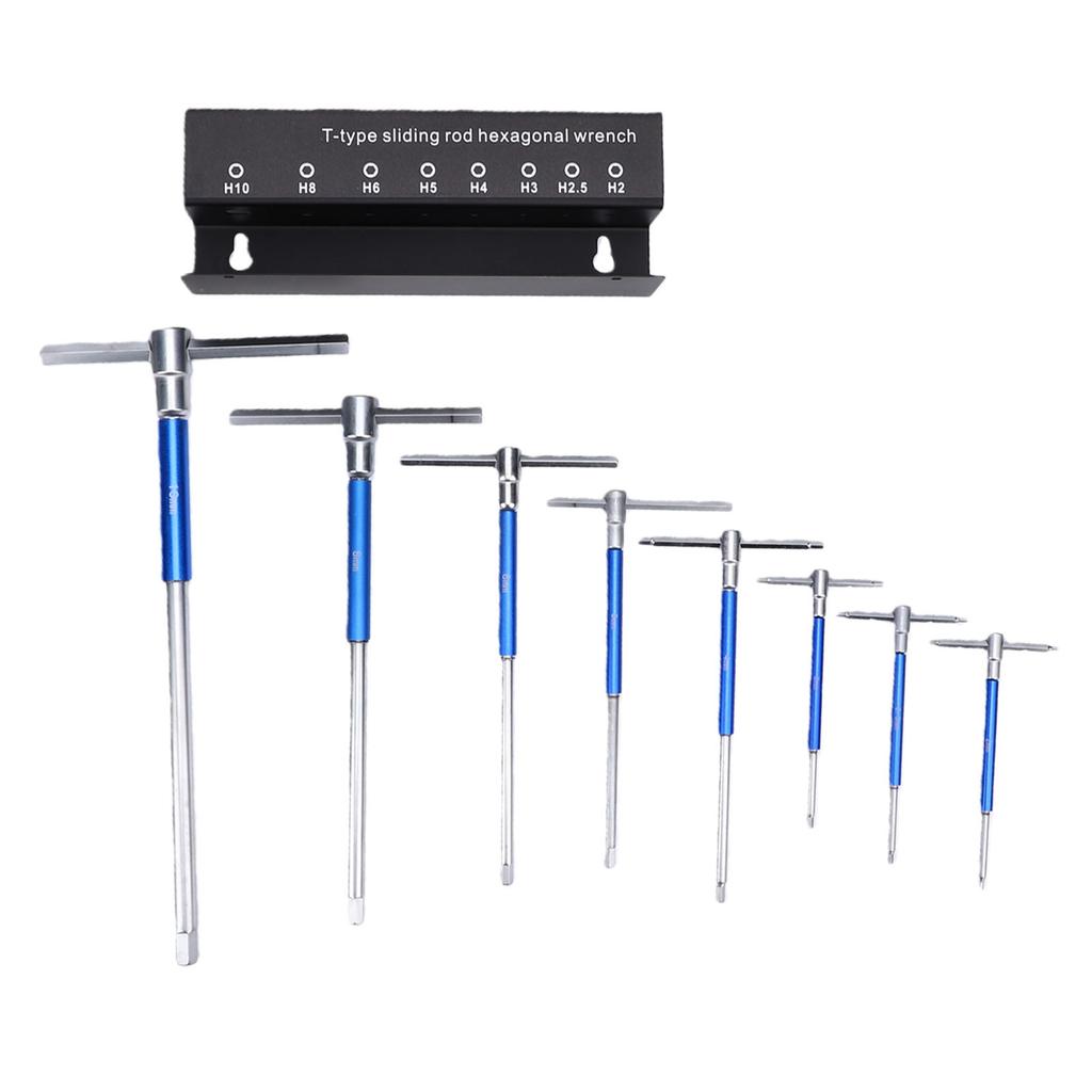 T Handle Wrench Set 2mm 2.5mm 3mm 4mm 5mm 6mm 8mm 10mm Non Slip Metric T Handle Spinner Set for Vehicles Maintenance