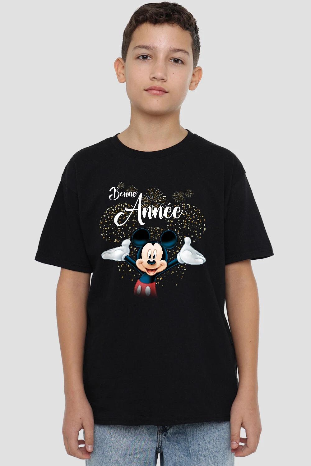 Mickey Mouse Firework New Year French Kids T-Shirt Black S