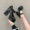 Women's Super High Heels French Thick Heel Mary Jane Shoes 2025 New Waterproof Platform Super Single Shoes Sandalias De Tacón