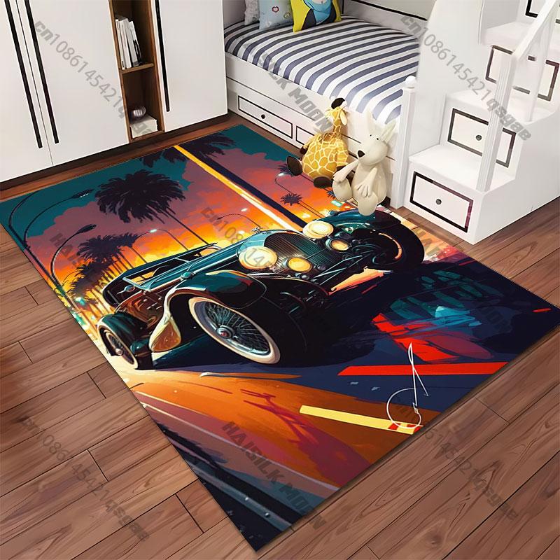 Classic car sunset street carpet Yoga living room room decor children's crawling mat doormat area rug games mat