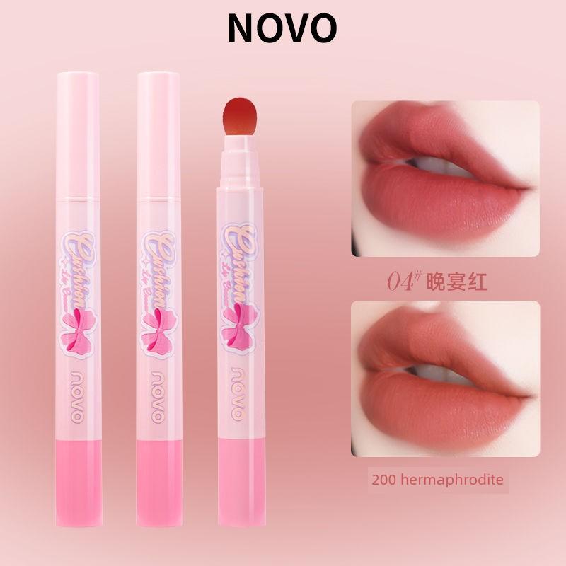 Novo Lip Cream Matte Velvet Mist Lip Mud Plush Tip Nude Lipstick No-Makeup Lip Glaze Lip and Cheek Dual-Use