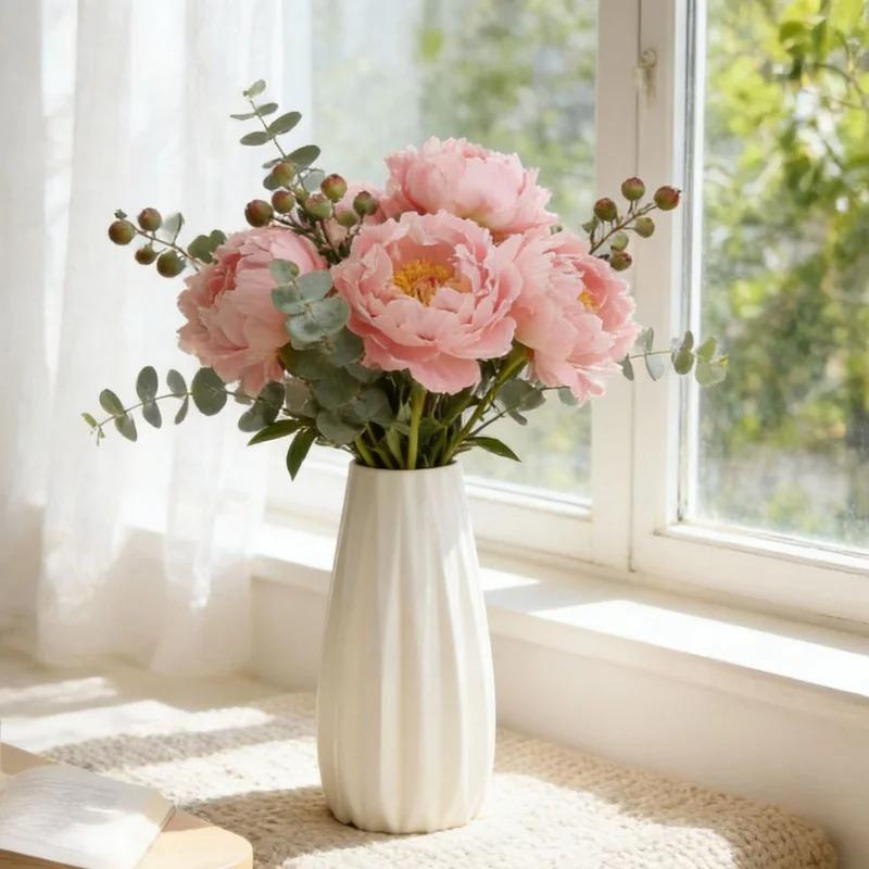 Nordic Plastic Small Vase for Table Flower Vase Tall Large Plastic Vases for Wedding Centerpieces Home Living Room Wedding Decor