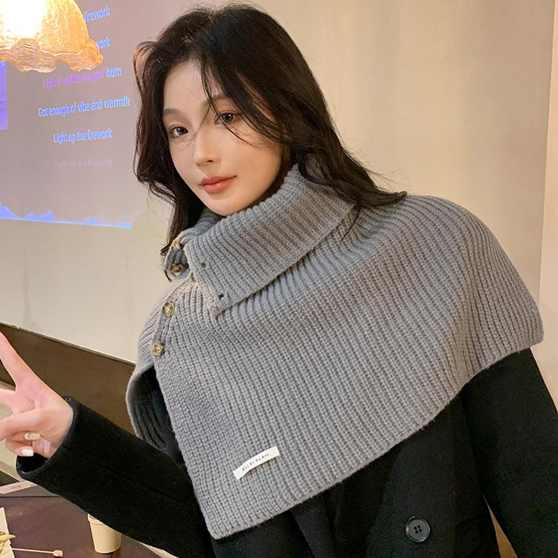 

Женский шарф на пуговицах, осенне-зимний, в корейском стиле, универсальный, теплый, для защиты шеи, верхняя одежда, раздельный вязаный шарф one size серый