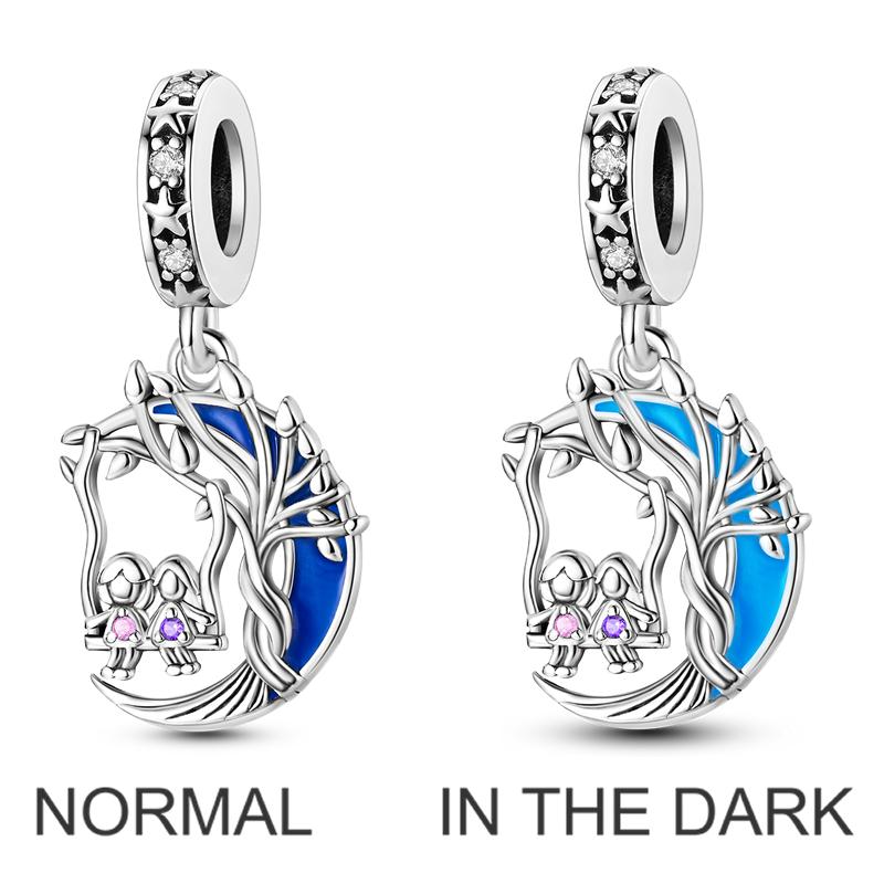 Choice Authentic Accessories Bracelets Sapphire Charm Bead Charms Bead Charms Genuine copper Blue Color Inlaid Zirconium Dangle Do It Yourself Jewelle