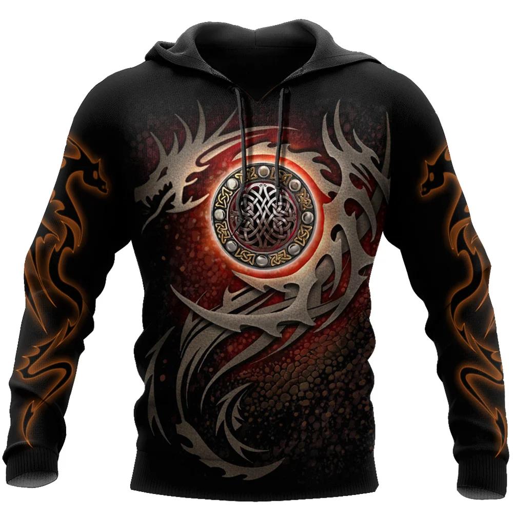 Herren-Hoodie mit chinesischem Drachen-Print, Mode 3D-Drachenmuster, neues Sweatshirt, Hip Hop Harajuku, übergroßer Pullover, Herrenbekleidung