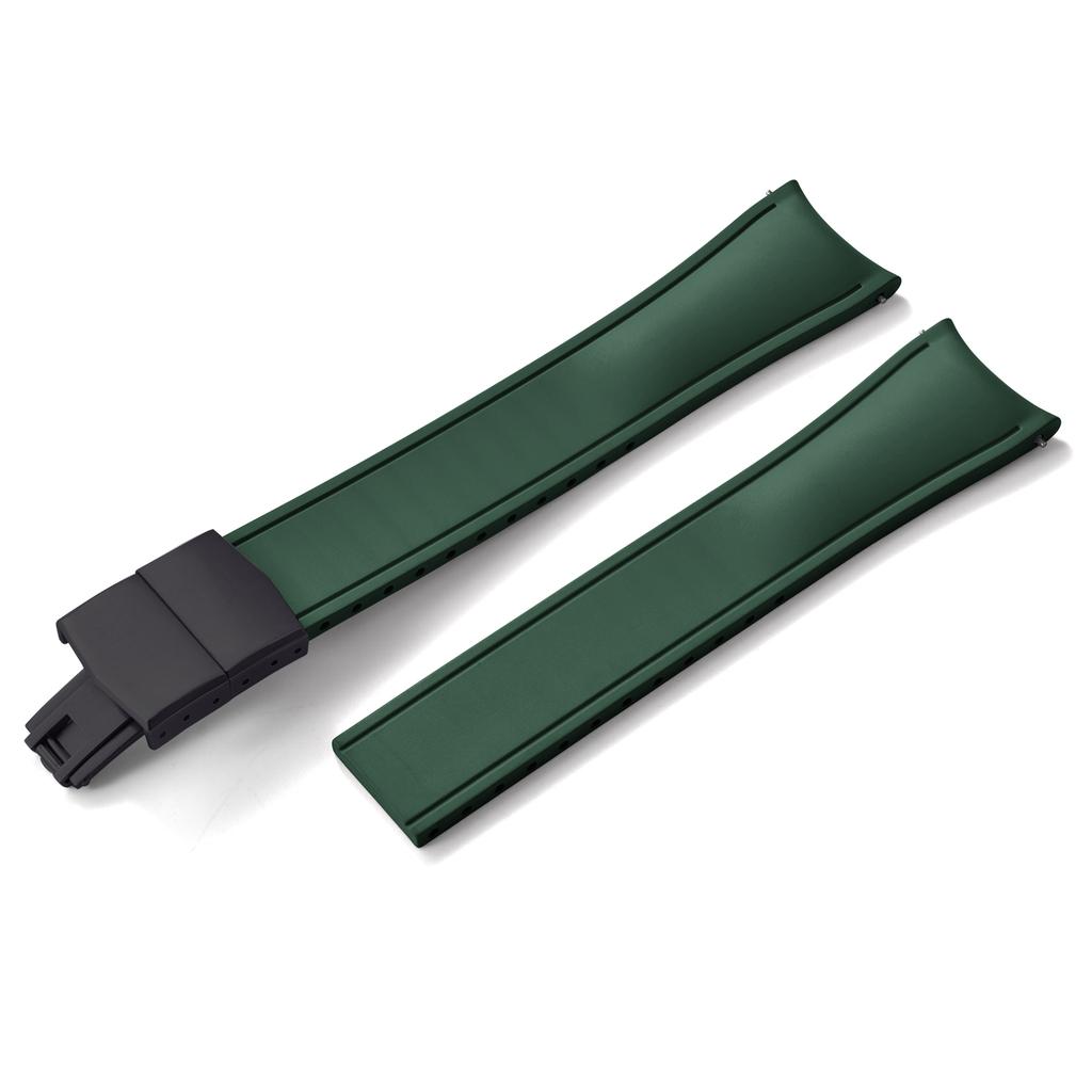 Premium Grade Curved End CTS FKM Rubber Watch Band 20mm 22mm Quick Release Butterfly Buckle Waterproof Soft Flexible Diver Style