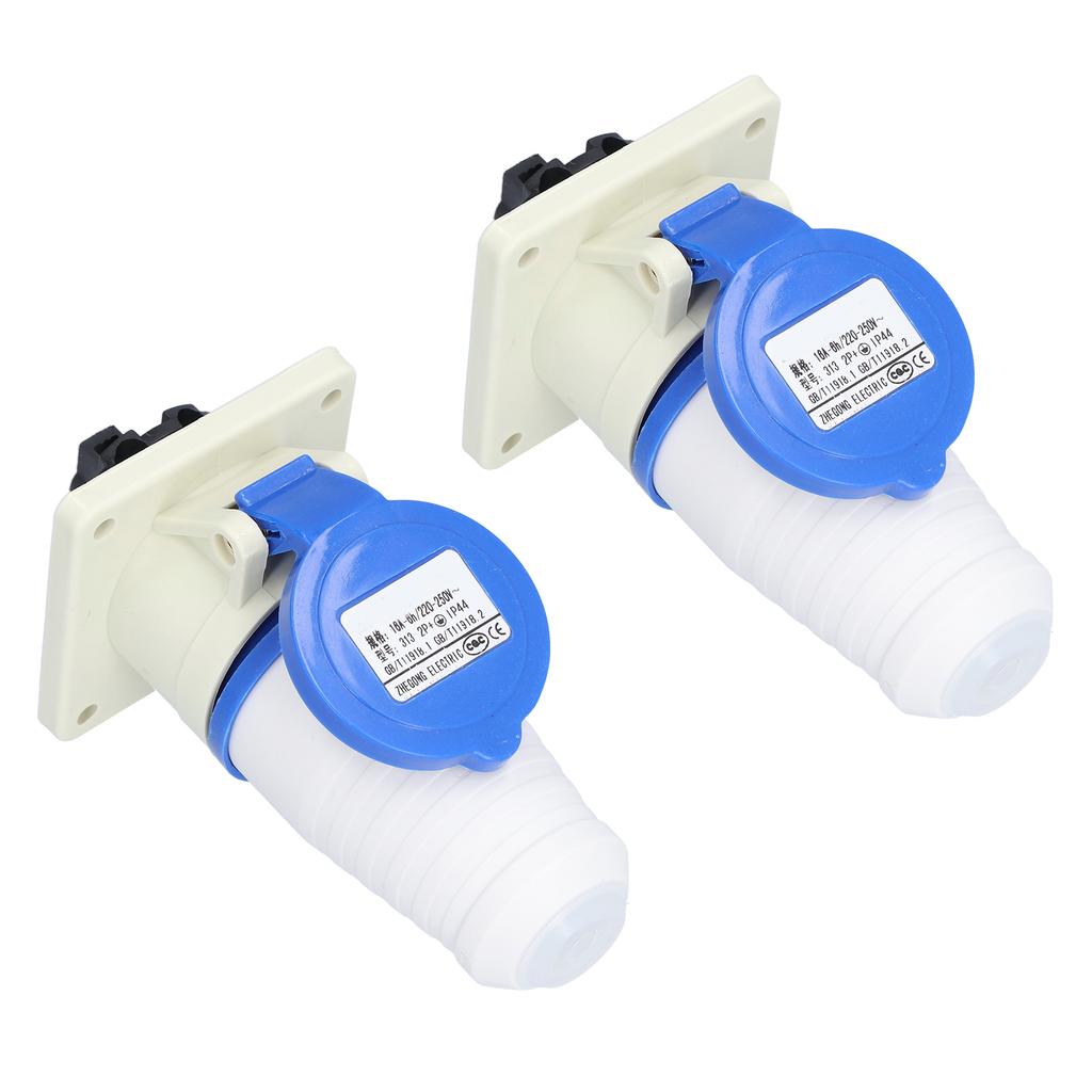 2 Set Industrial Power Connector 3 Pin Single Phase Aviation Plug Socket 220V250V 16A 2P+E